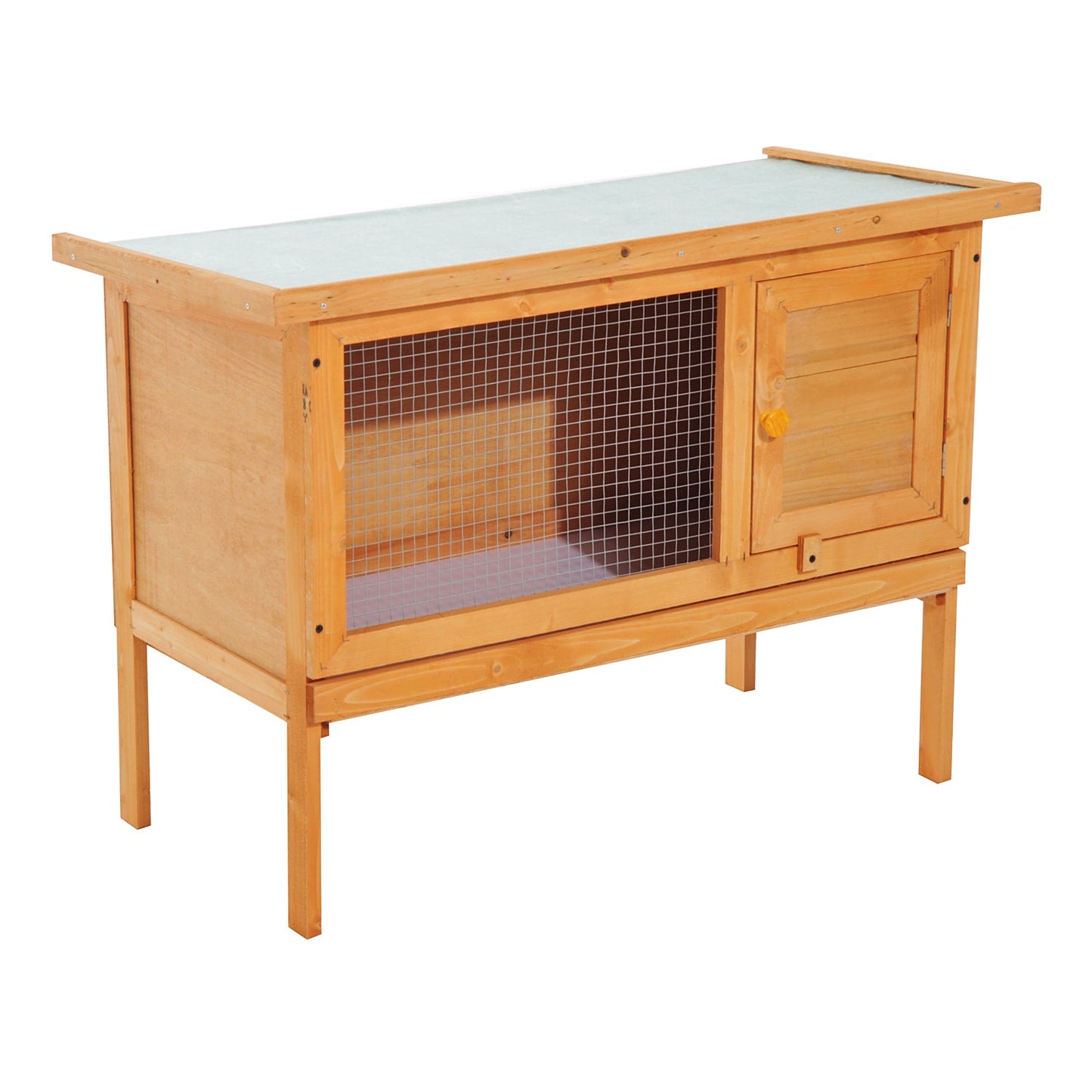 PawHut Wood Rabbit Hutch Guinea Pig House Bunny Cage Shelter Indoor Outdoor Elevated with Sliding Tray 90x45x65cm