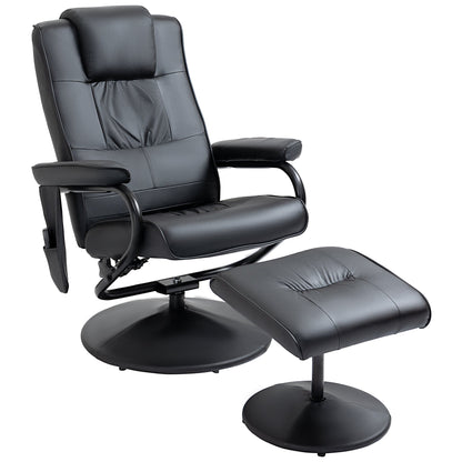 Manual Sofa Reclining Armchair PU Leather Massage Recliner Chair and Ottoman