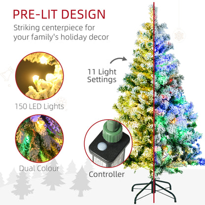 4ft Prelit Christmas Tree Artificial - White Frosted Green with LED Lights Multicoloured 311 Tips