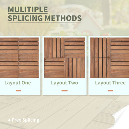 27-Piece Solid Wood Interlocking Decking Tiles For Patio