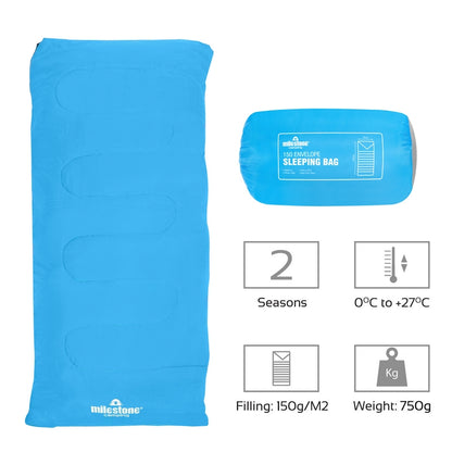 Two Season Sleeping Bag Single Envelope Blue And Grey