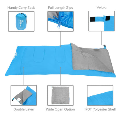 Two Season Sleeping Bag Single Envelope Blue And Grey