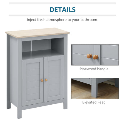 Retro Floor Cabinet Two Door With Shelf Grey by Kleankin