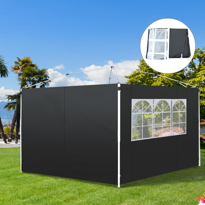 3 Meters Gazebo Replaceable Exchangeable Side Panel Wall Panels Walls With Window 3 colours Black