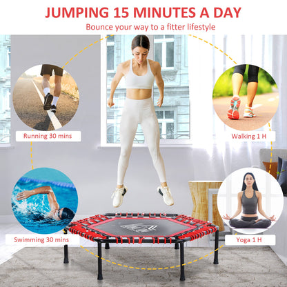 Mini Hexagon Steel Frame Trampoline with Anti-slip Rubber Pads Red