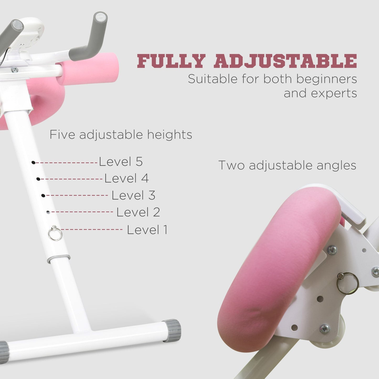 Folding Ab Trainer With LCD Monitor White & Pink by Sportnow