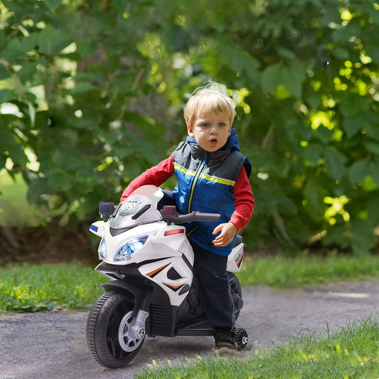 Kids 6V Electric Pedal Motorcycle Ride-On Toy Battery 18-48 months White