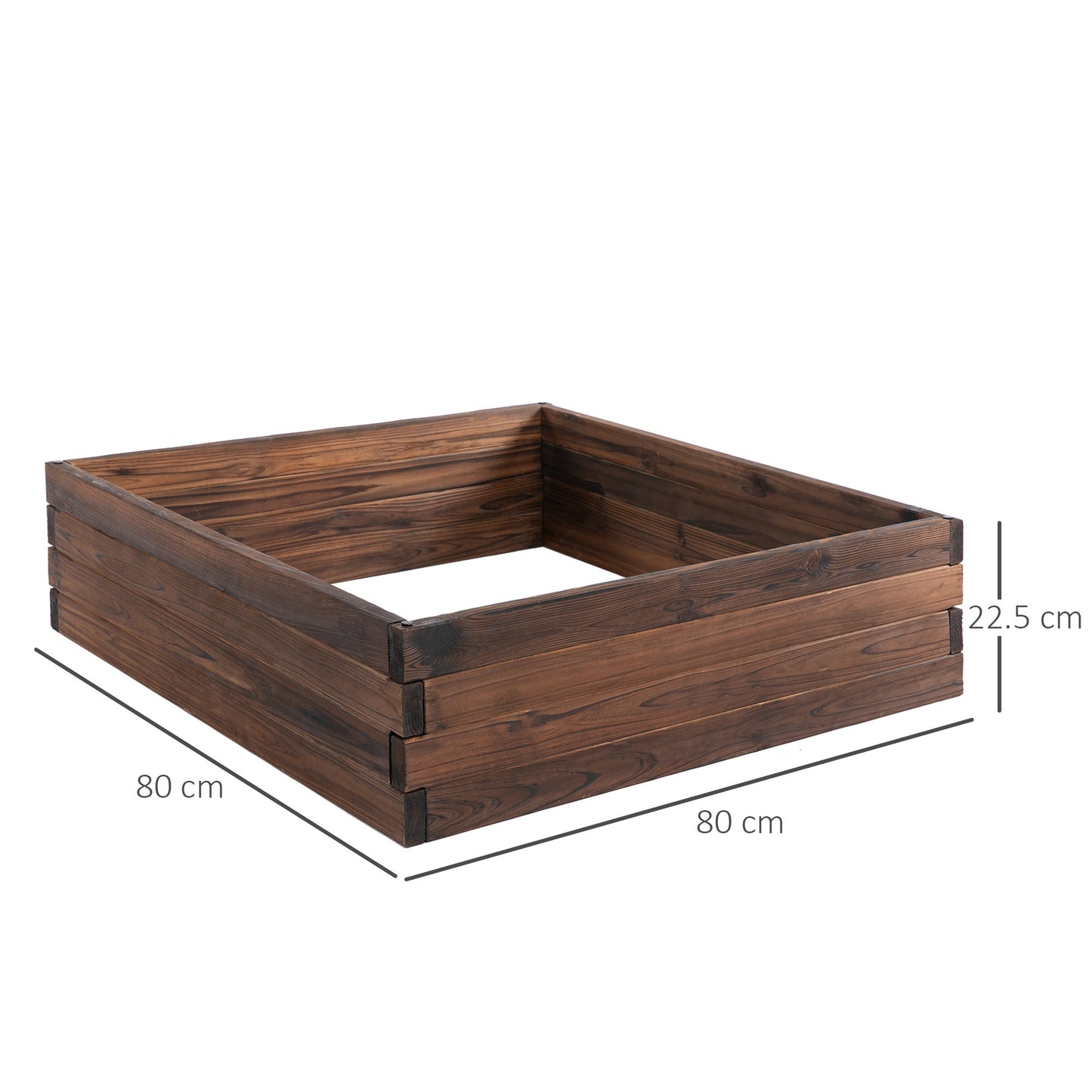 128L Wooden Raised Beds for Garden Planter Grow Containers For Outdoor Patio Plant Flower Vegetable 80L x 80W x 22.5H cm