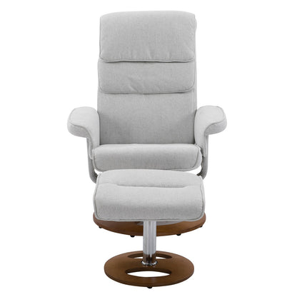 Recliner Chair Ottoman Set 360° Swivel Sofa Stool Modern Soft Thick Padding Wood Base Grey