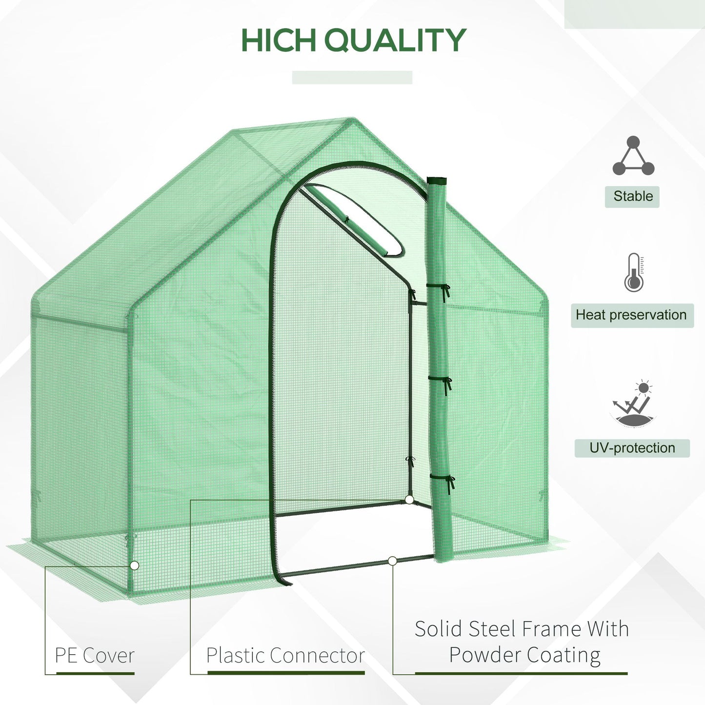 3.4x5.9ft Walk-In Greenhouse Outdoor Garden Plant Shelter w/ Steel Frame Window