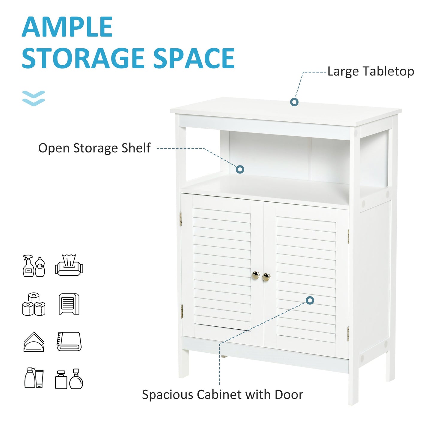 Kleankin Bathroom Storage Unit Cabinet With Open Storage Shelf