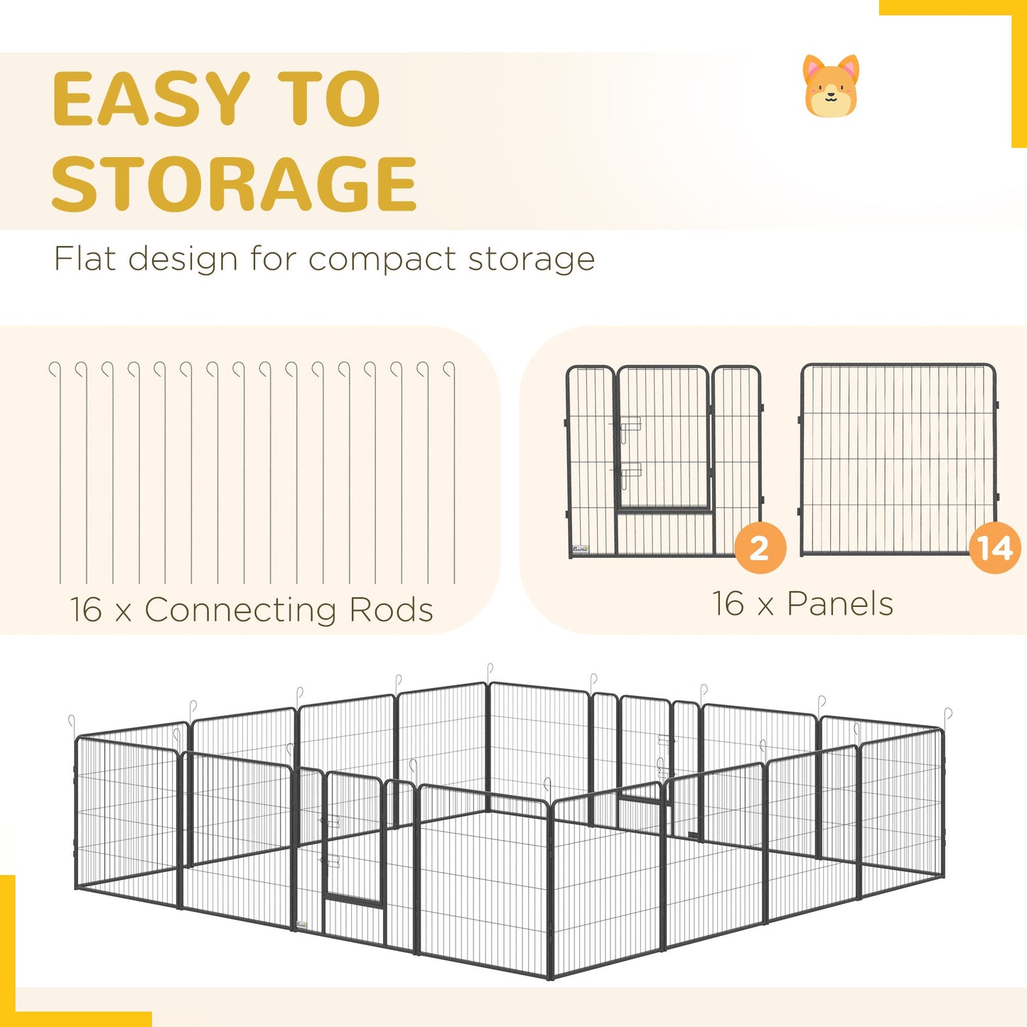 PawHut 16-Panel Small/Medium Pet Playpen