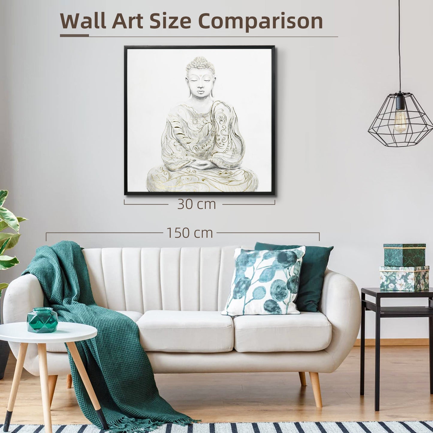 Canvas Wall Art Gold Textured Buddha Sit in Meditation