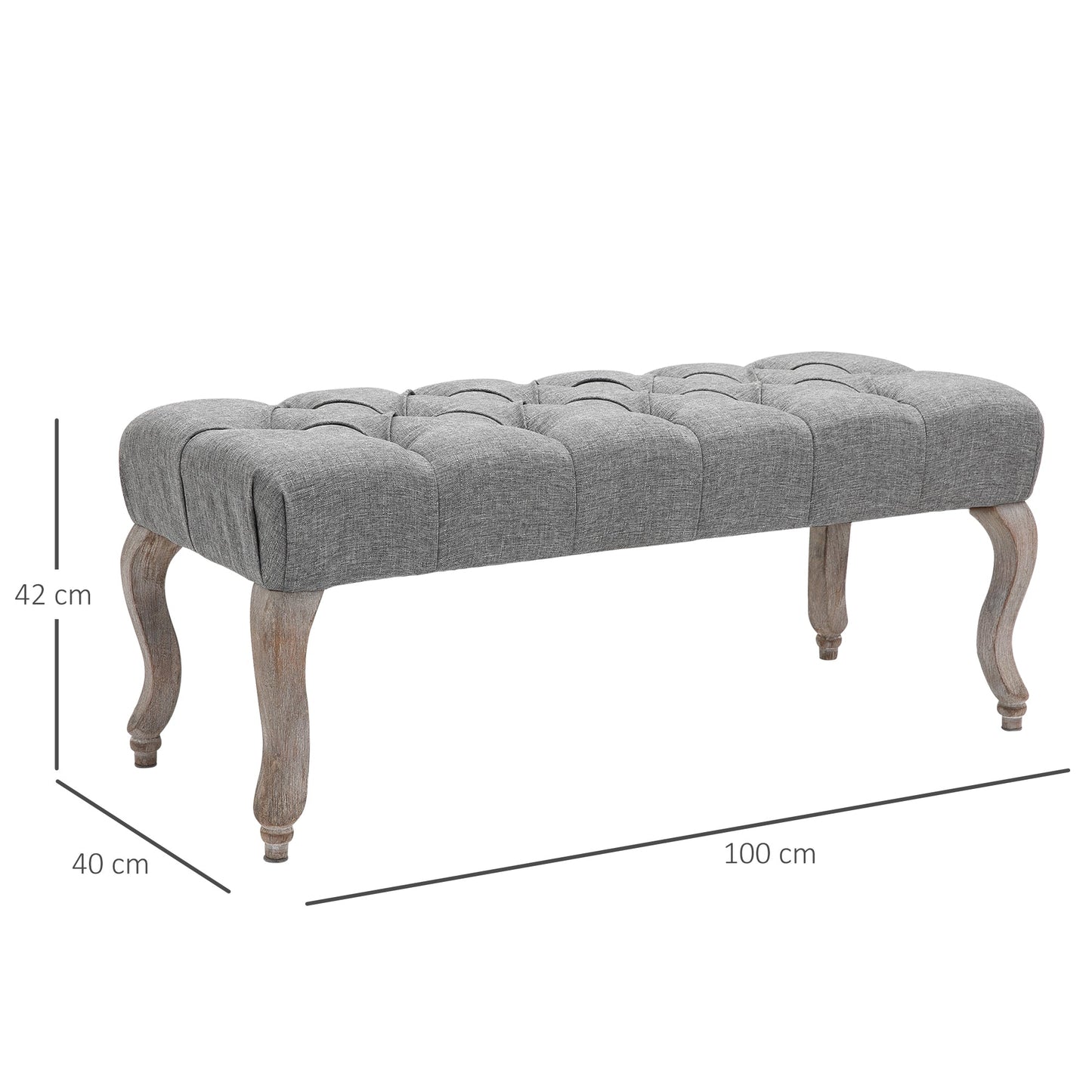 Homcom Tufted Upholstered Accent Bench Window Seat Bed End Stool Fabric Ottoman For Living Room Bedroom Hallway