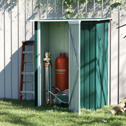 Galvanised 5 x 3' Single Door Pent Garden Store Lockable Steel Green by Steadfast