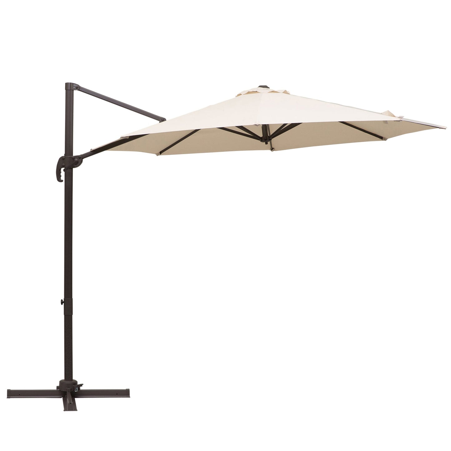 3 m Beach Hanging Umbrella Parasol W/Hand Crank-Beige