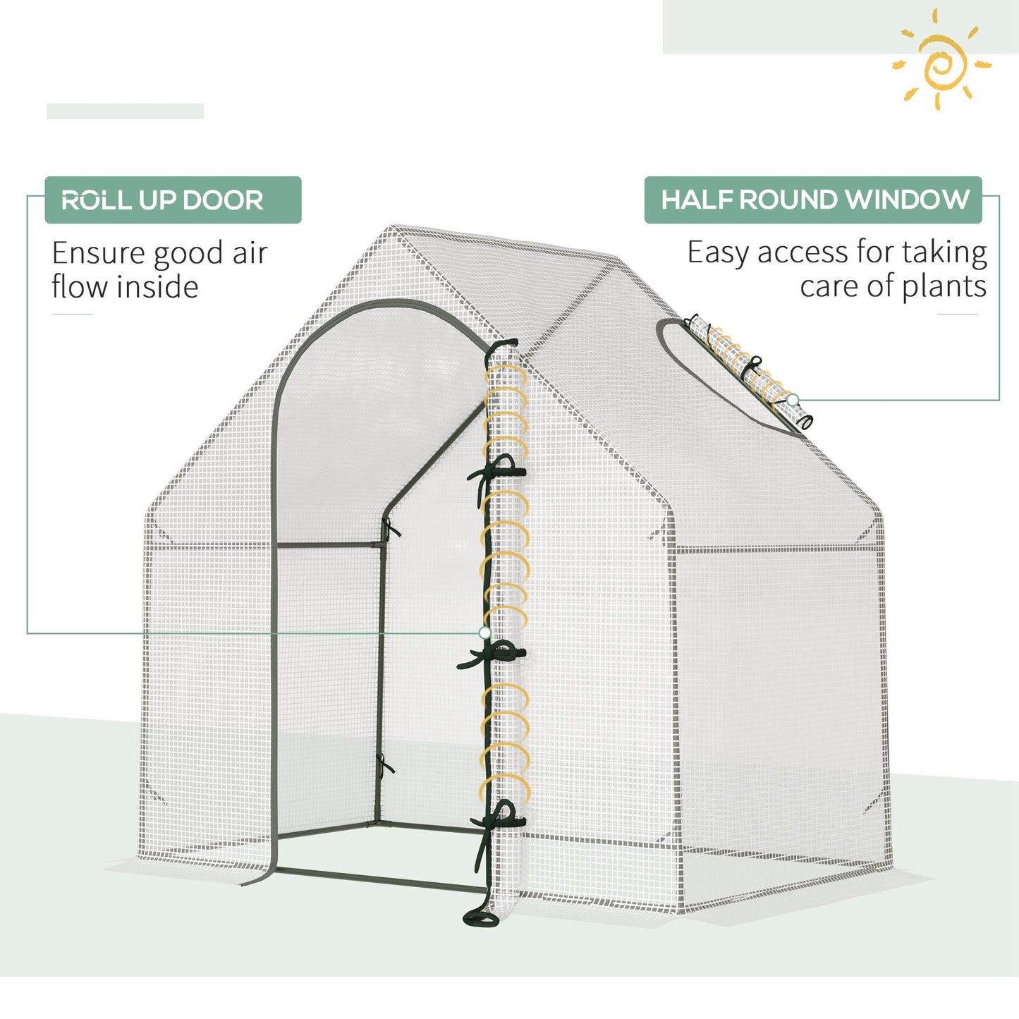 Outsunny Walk-In Portable Greenhouse Mini Grown House With Steel Frame Window Plants