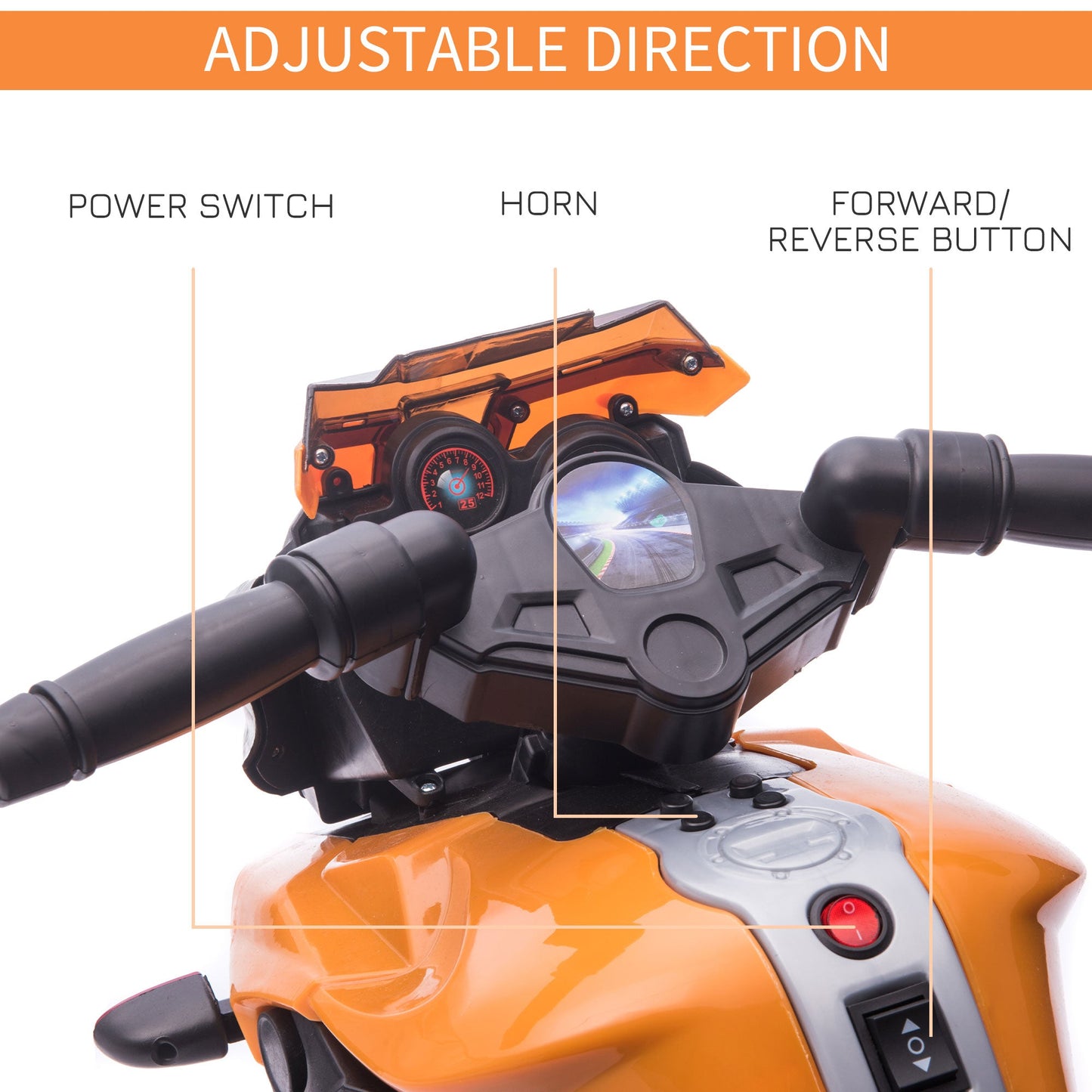 Kids 6V Electric Ride On Motorcycle Vehicle w/ Lights Horn Realistic Sounds Outdoor Play Toy for 1.5-4 Years Old Orange