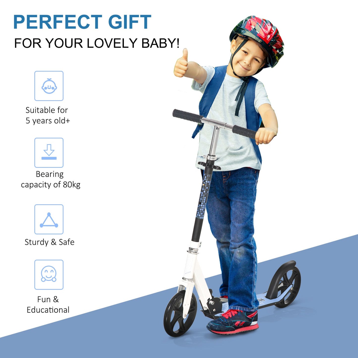 Folding Kids Kick Scooter Ride on Toys-Blue