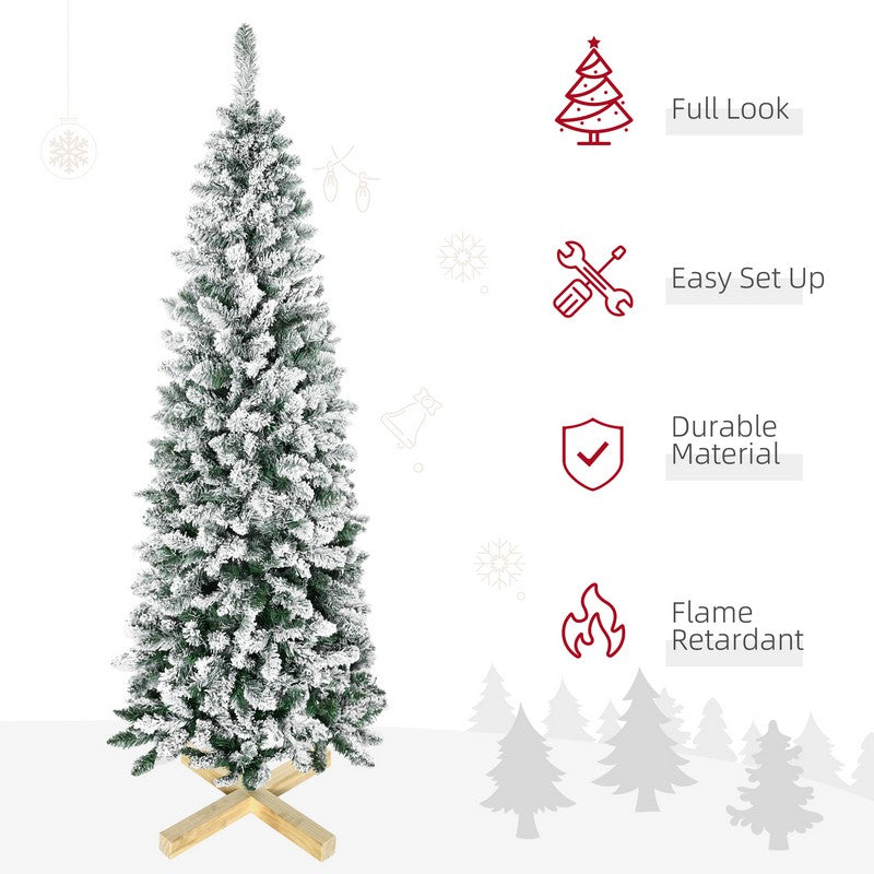 6ft Christmas Tree Artificial - White Frosted Green 630 Tips