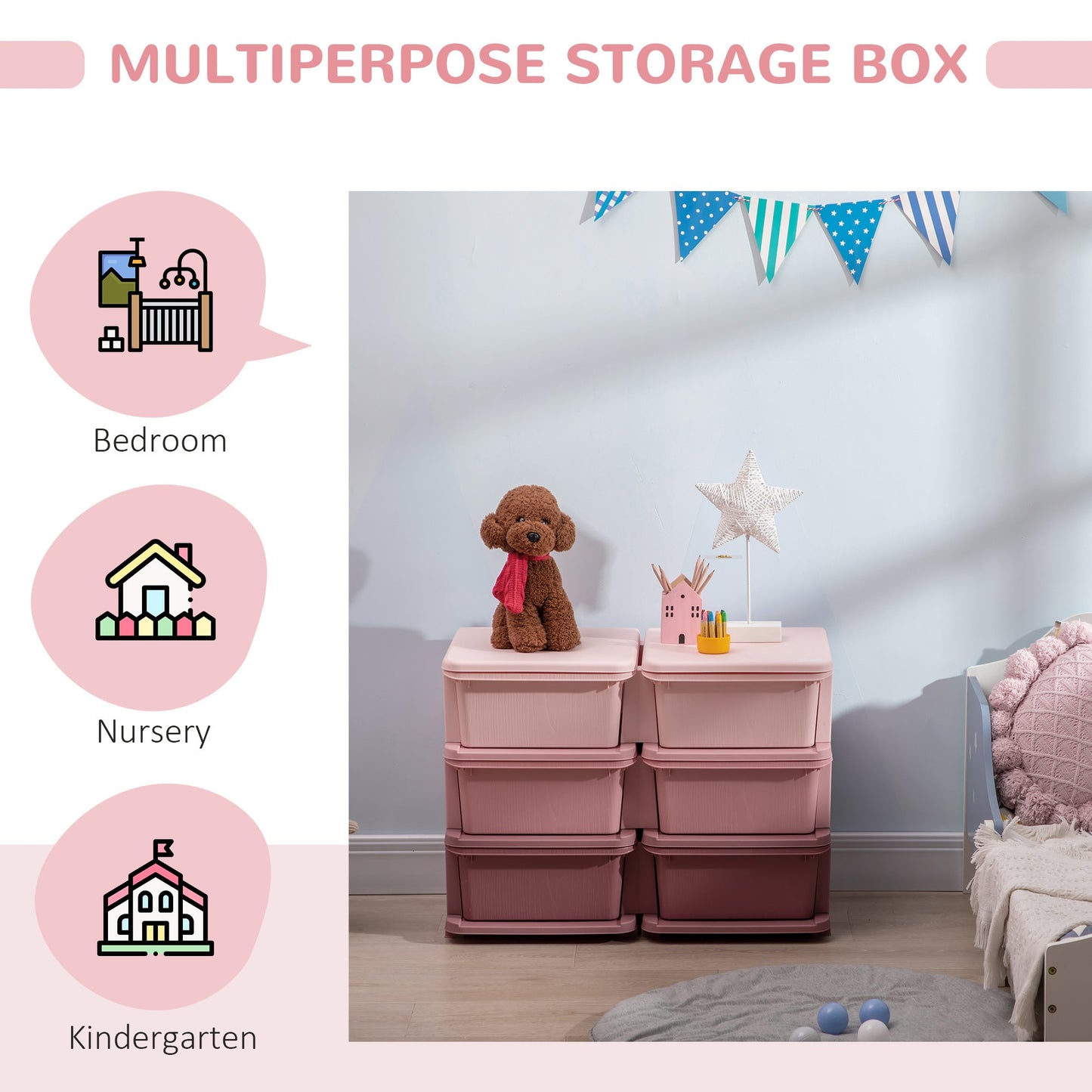 ZONEKIZ Kids Storage Units with 6 Drawers