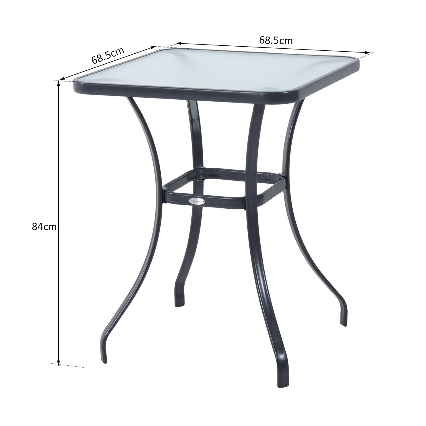 Outsunny Bar Table Bistro Square Glass Dining Kitchen Breakfast Pub Party Metal Garden Caf Coffee Table Patio