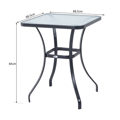 Outsunny Bar Table Bistro Square Glass Dining Kitchen Breakfast Pub Party Metal Garden Caf Coffee Table Patio