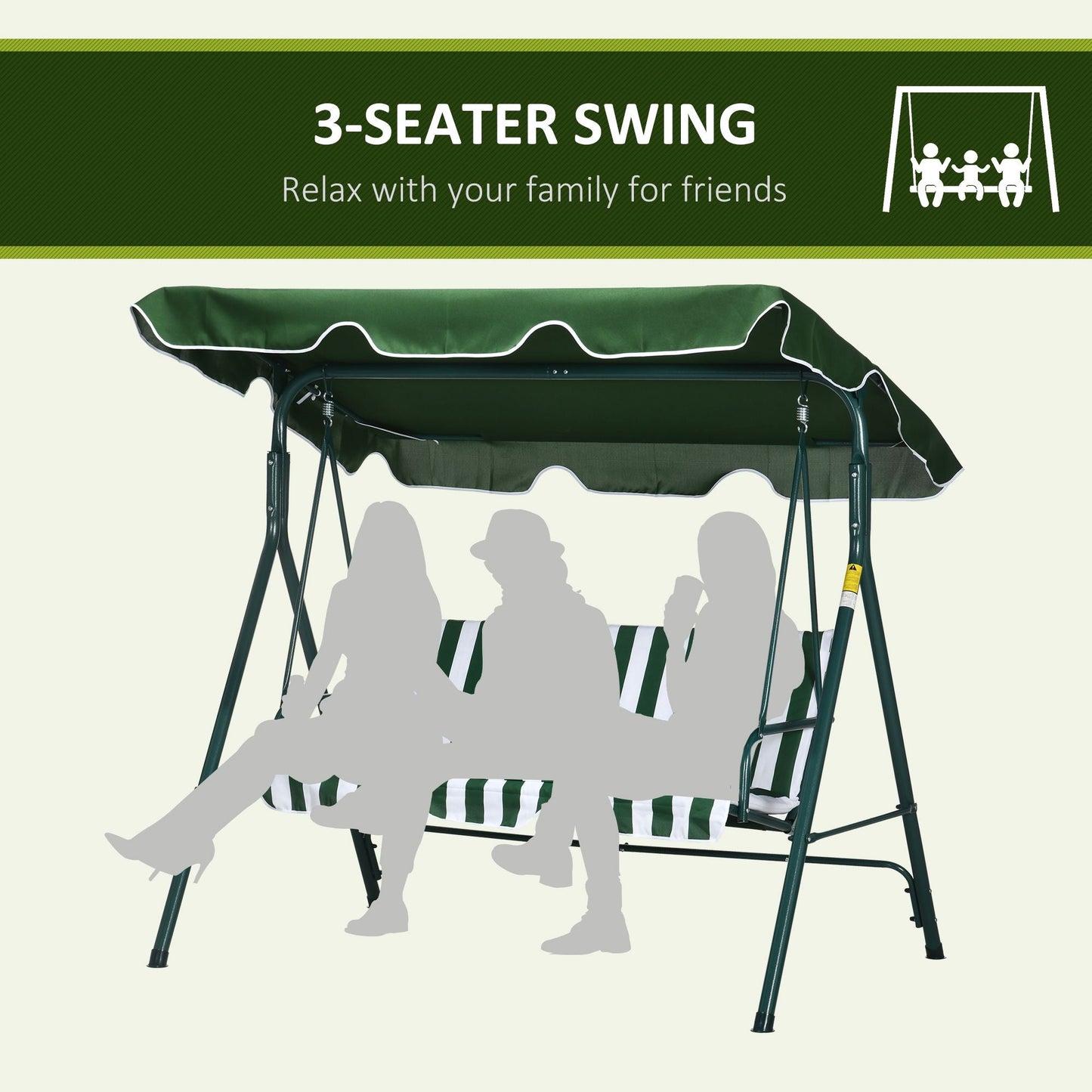 3 Seater Swing Chair with Adjustable Canopy