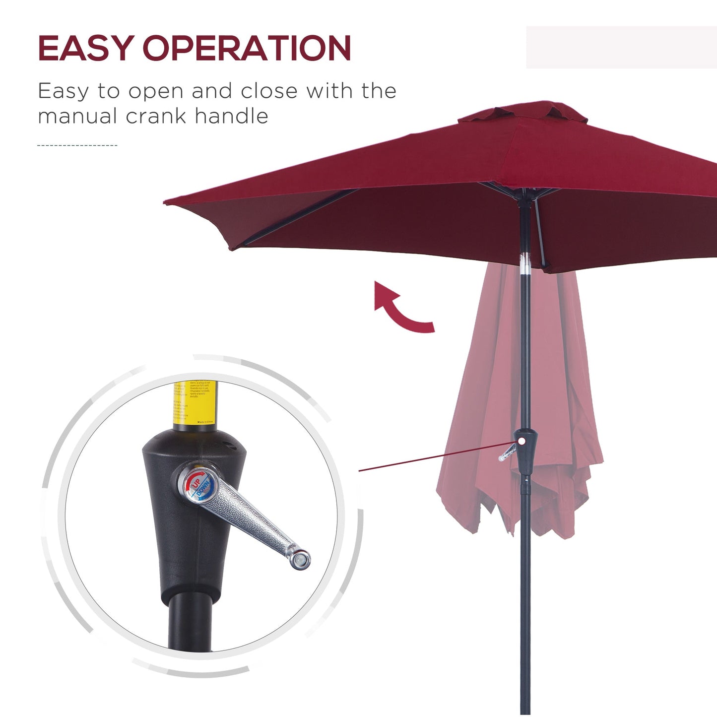 2.7M Garden Parasol Umbrella With Tilt And Crank