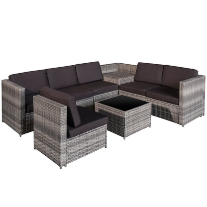 6 Seater Rattan Sofa Furniture Set W/ Cushions