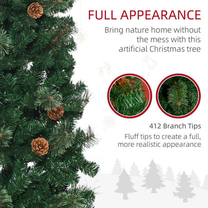 5.5FT Tall Pencil Slim Artificial Christmas Tree with Realistic Branches