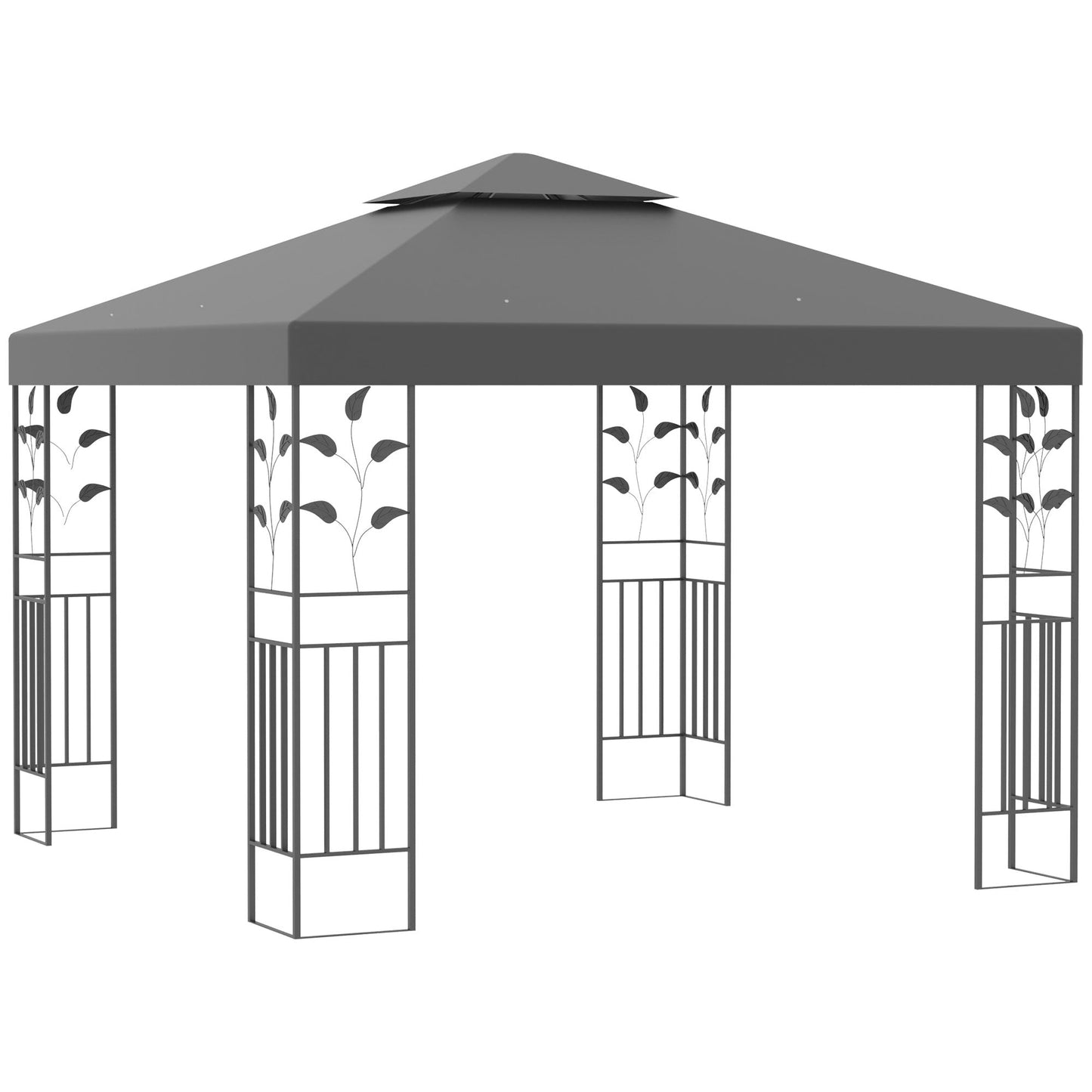 3 x 3m Outdoor Steel Gazebo with 2 Tier Roof