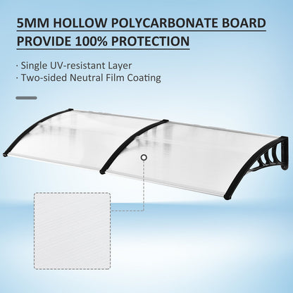 80 L x 195 W x 23 H cm Clear Polycarbonate Curved Awning White