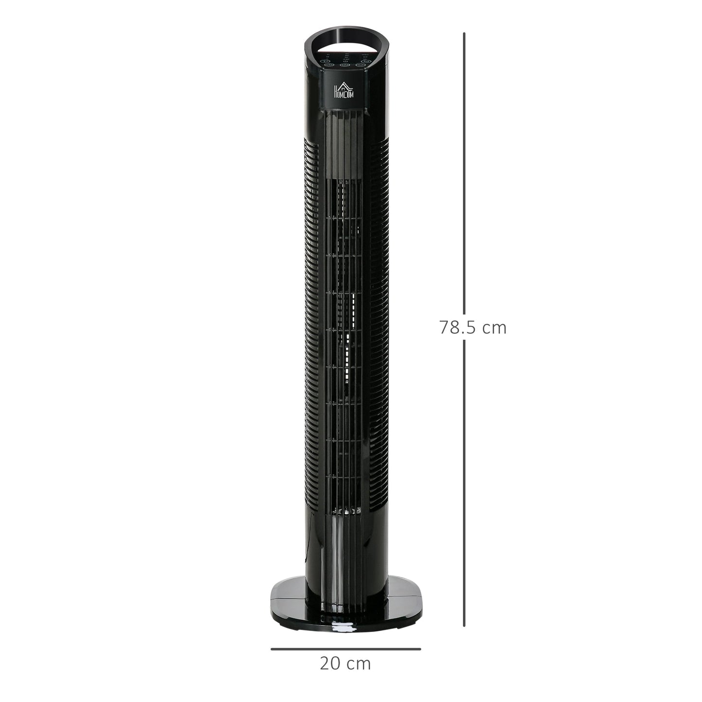 Oscillating Three Speed Tower Fan With Timer & Remote Control Black