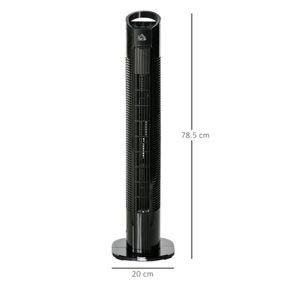 Oscillating Three Speed Tower Fan With Timer & Remote Control Black