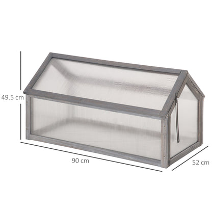 Wooden Cold Frame Garden Polycarbonate Greenhouse with Openable Top Cover