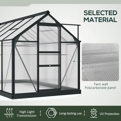 Clear Polycarbonate Greenhouse Large Walk-In Green House Garden Plants Grow Galvanized Base Aluminium Frame With Slide Door