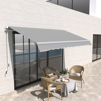 Awning Canopy Manual Retractable Porch Sun Shade Shelter 3 x 2m Light Grey