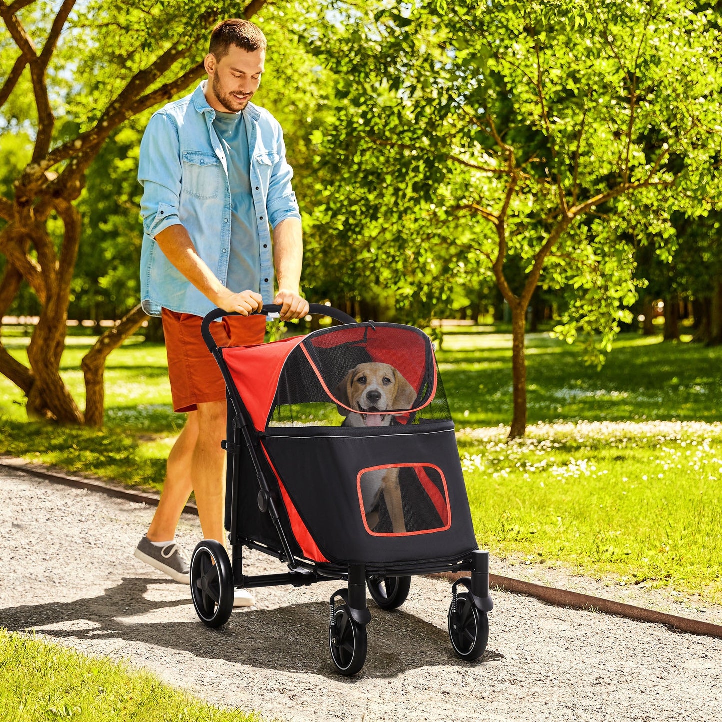 PawHut One-Click Foldable Pet Stroller