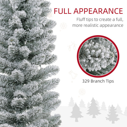 6ft Slim Christmas Tree Artificial - White Frosted Green  329 Tips