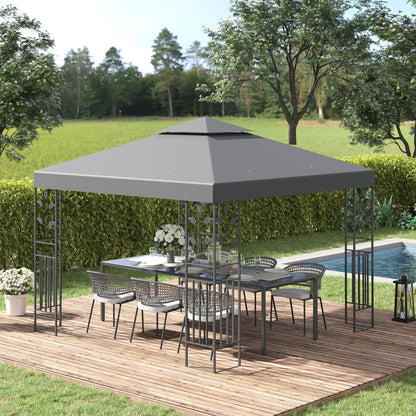 3 x 3m Outdoor Steel Gazebo with 2 Tier Roof