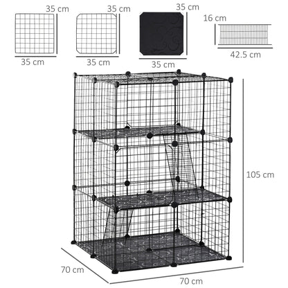 3 Tier Small Animal Cage Black by Pawhut