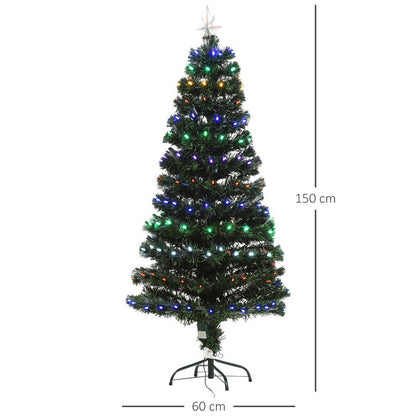 5FT Pre-Lit Fiber Optic Christmas Tree with Star Tree Topper