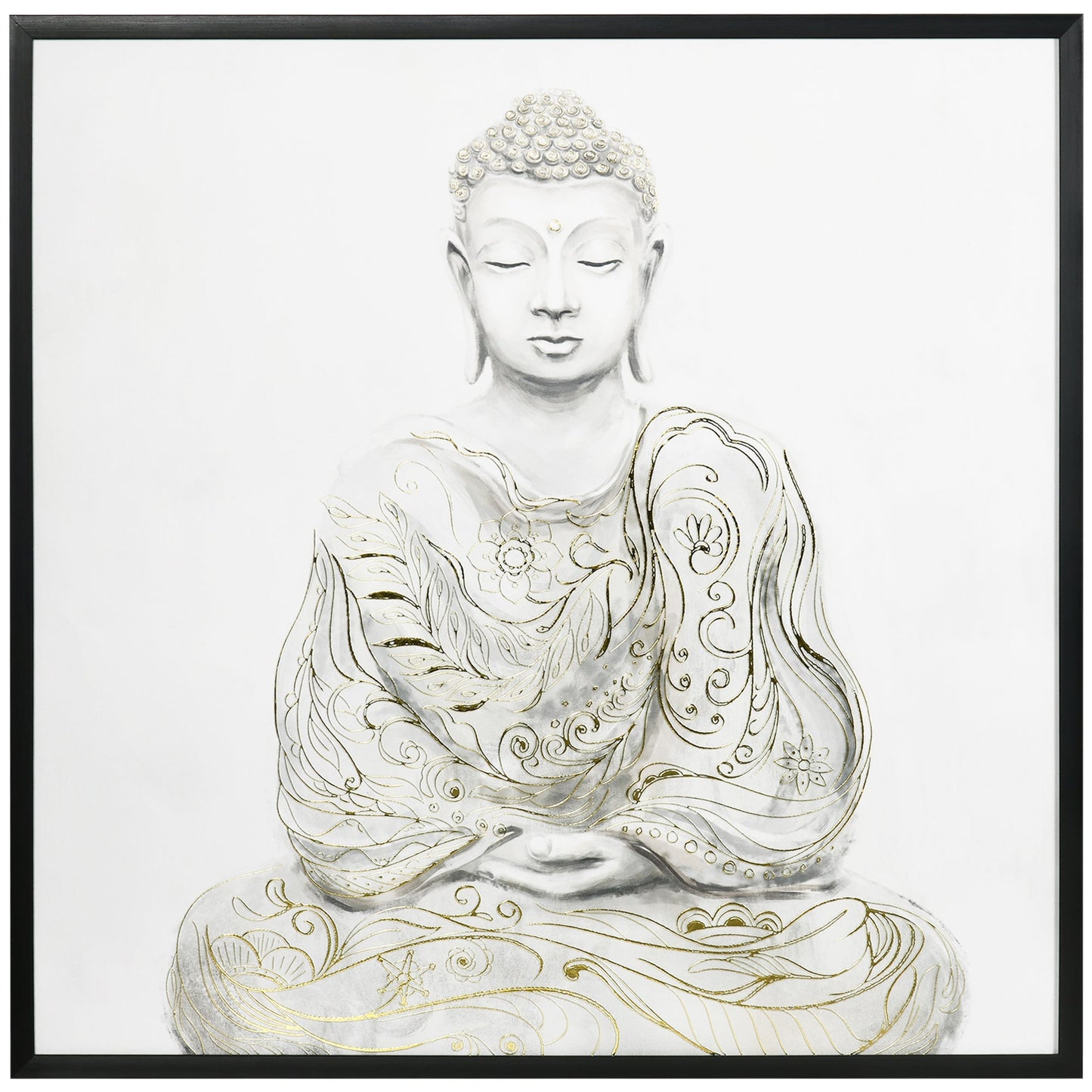 Canvas Wall Art Gold Textured Buddha Sit in Meditation