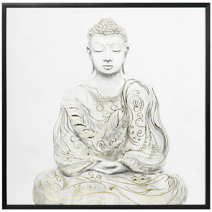 Canvas Wall Art Gold Textured Buddha Sit in Meditation