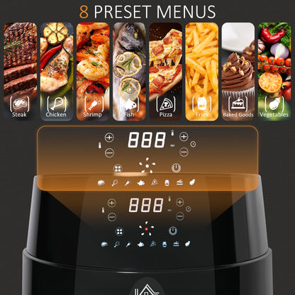 1500W 4.5L Air Fryer 8 Presets With Digital Display Black & Steel