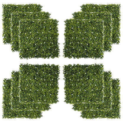 12-Piece 20" x 20" Artificial Boxwood Wall Panel Milan Grass Privacy Fence Screen