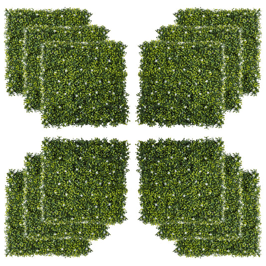 12-Piece 20" x 20" Artificial Boxwood Wall Panel Milan Grass Privacy Fence Screen