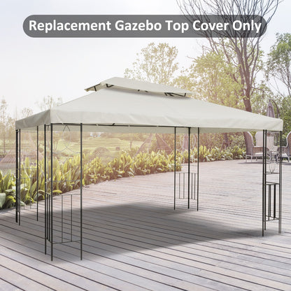 3x4m Gazebo Replacement Roof Canopy 2 Tier Top UV Cover Garden Patio Outdoor Sun Awning Shelters Cream TOP COVER ONLY