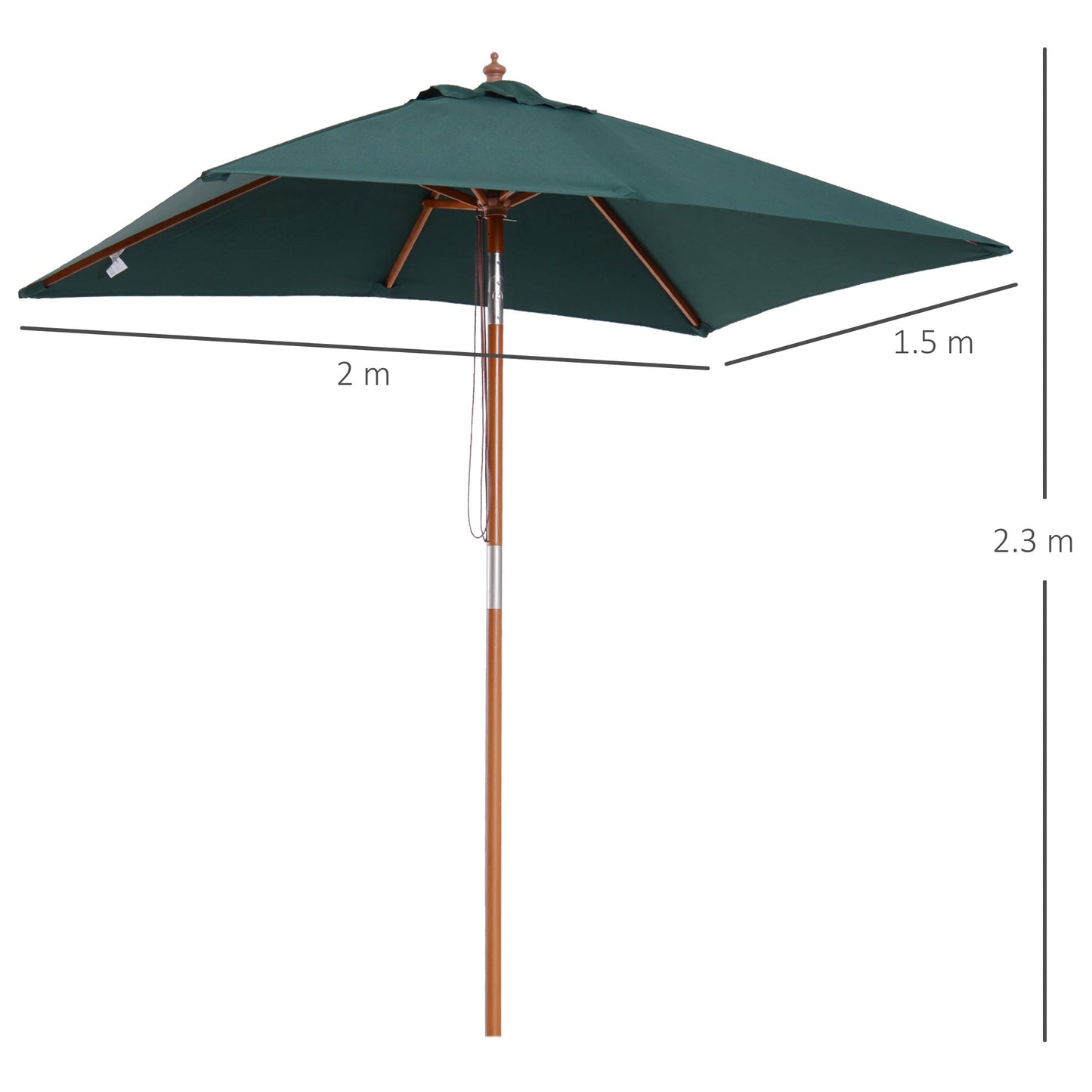 2m x 1.5m Garden Parasol Umbrella with Tilting Sunshade Canopy